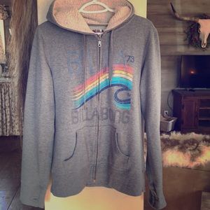 Billabong hoodie Sherpa lined hood RAINBOW wave